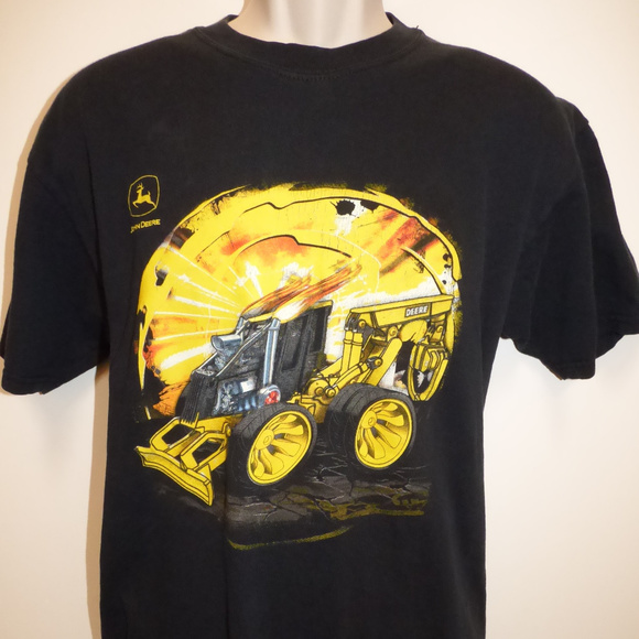 John DEER Semi/Tracktor Turbo Men's T Shirt Black - Picture 1 of 4